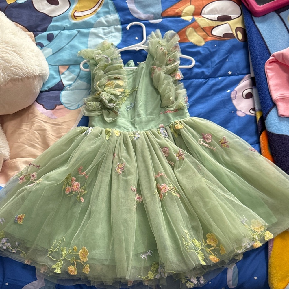 Green Floral Tulle Dress